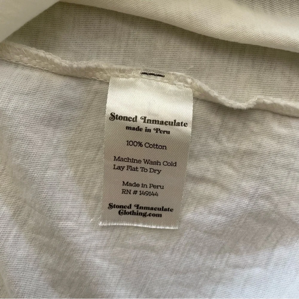 NWOT Stoned Immaculate West Coast Love Ringer Tee - White and Blue Large Cotton - Picture 8 of 8